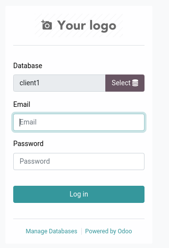 Client 1 database select in odoo
